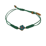 Pulsera Plata Macramé Flor Azul
