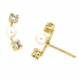 Pendientes Oro Amarillo Perlas Circonita Mini