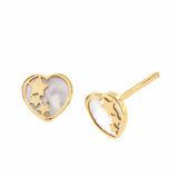 Pendientes Oro Amarillo Corazón Nácar