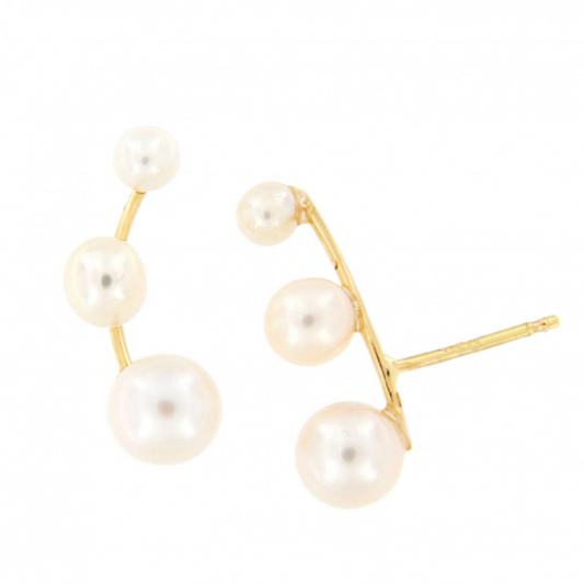 Pendientes Oro Amarillo Perlas