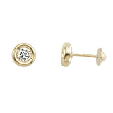 Shiny Yellow Gold Earring with Zirconia