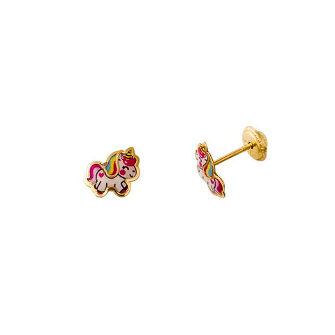 Pendientes Oro Niña Unicornio Mini