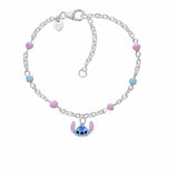 Minnie Mouse Silver Bracelet with Pink Bow