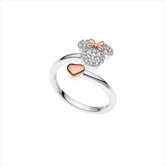 Anillo Plata Disney Minnie Lazo y Corazón Rosé