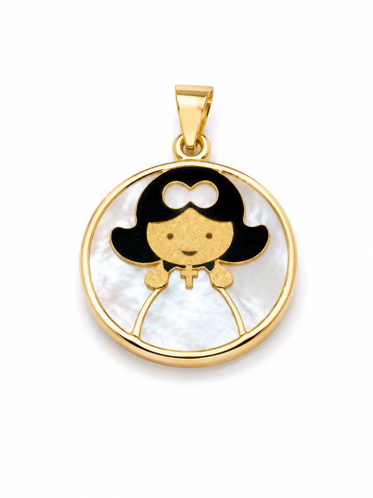 Medalla Oro Amarillo Niña Nácar