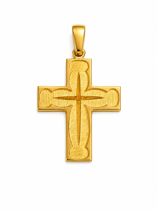 Cruz Oro Cristo Grabada