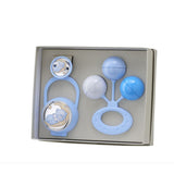 Set Sonajero Pinza y Porta Chupete niño Oso Luna Azul