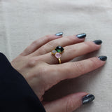 Anillo Plata Cuarzo y Olivina