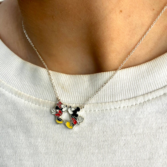 Colgante Plata Disney Minnie y Mickey Mouse Beso
