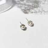 Pendientes Plata Perlas Flor