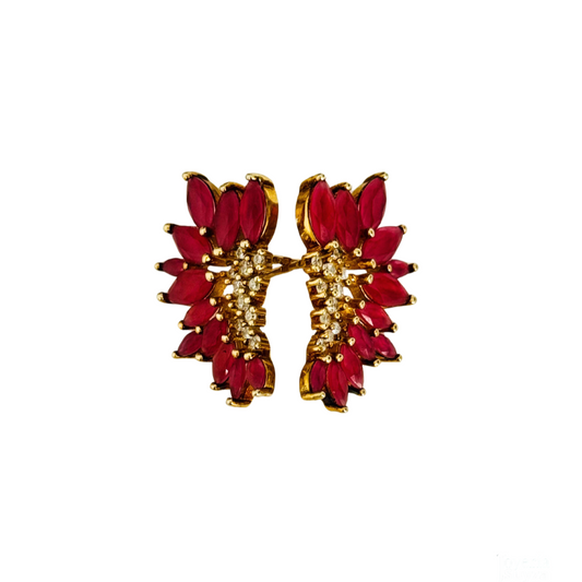 Silver Earring Rosette Garnets