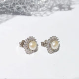 Pendientes Plata Roseta Perla