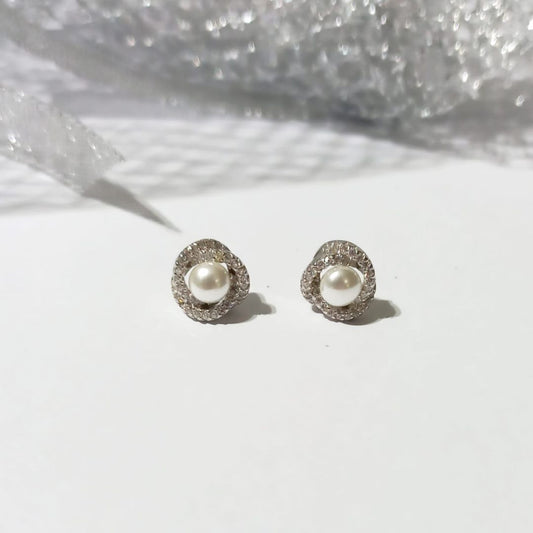 Silver Plated Earrings "You and Me" Pearl