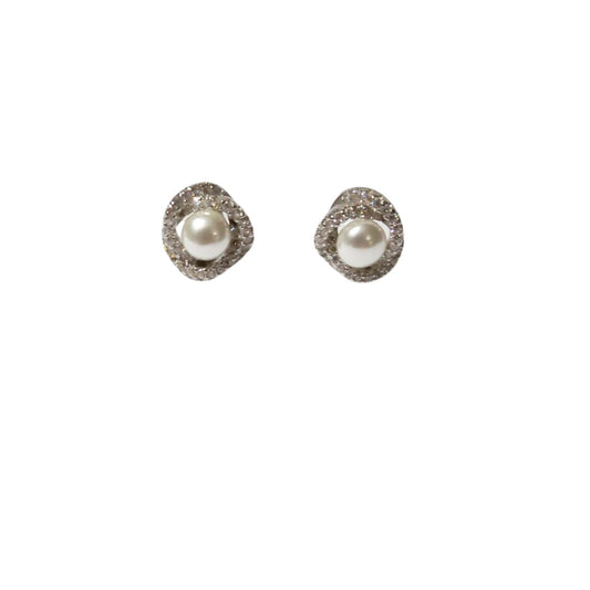 Silver Plated Earrings "You and Me" Pearl