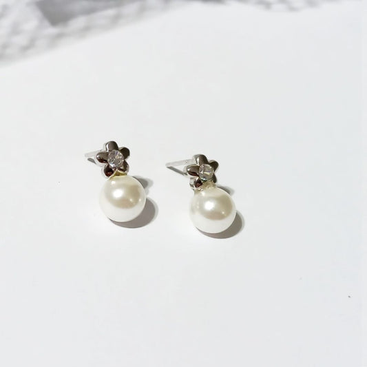 Silver Plated Earrings "You and Me" Pearl