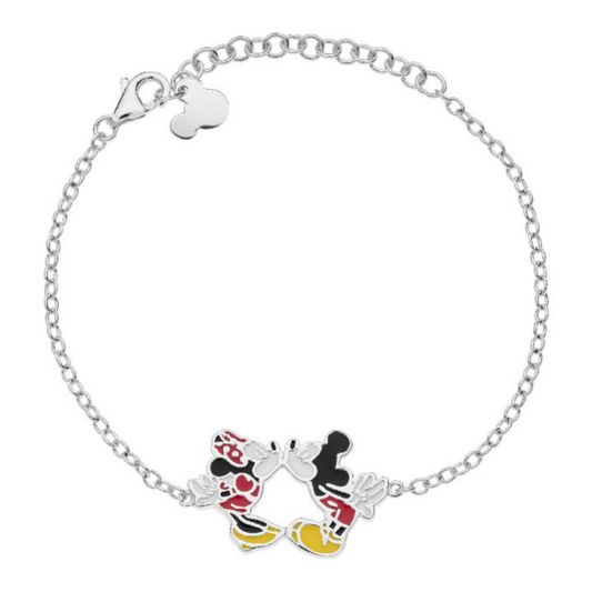 Disney Minnie Mickey Love Silver Bracelet