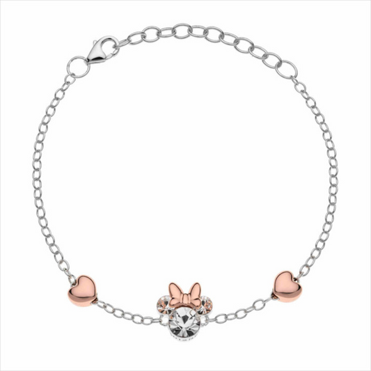 Minnie Mouse Silver Bracelet with Pink Bow