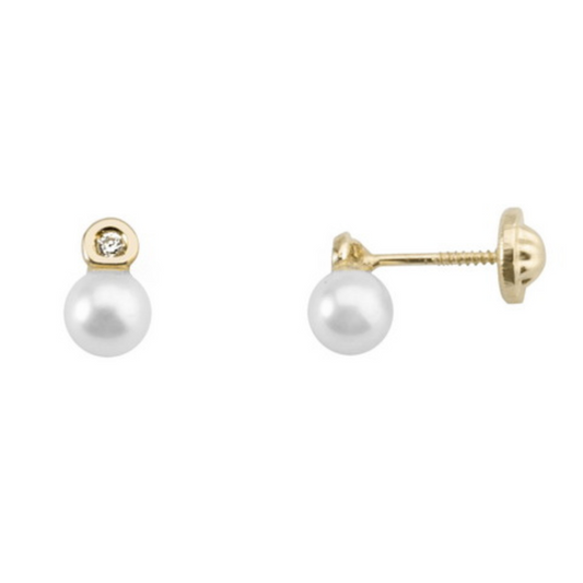 Pendientes Oro Perlas Brillantes