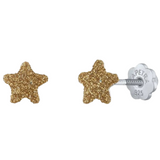 Gold Glitter Star Silver Earrings