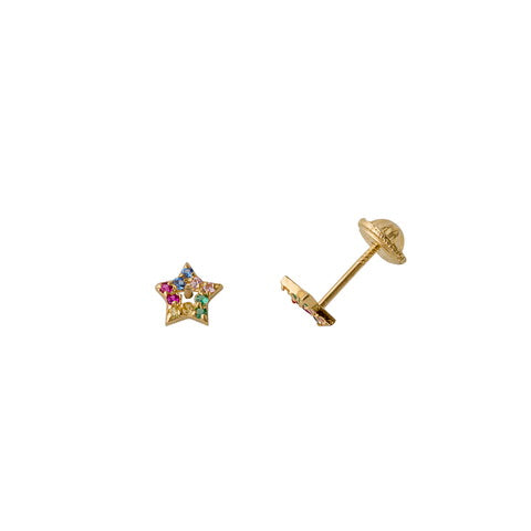 Yellow Gold Star Colored Earrings