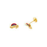 Yellow Gold Rainbow and Clouds Earrings