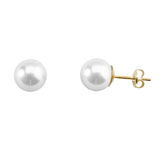 Yellow Gold Pearl Earrings 7 mm