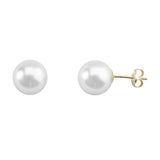 Yellow Gold Earrings 9mm Pearl