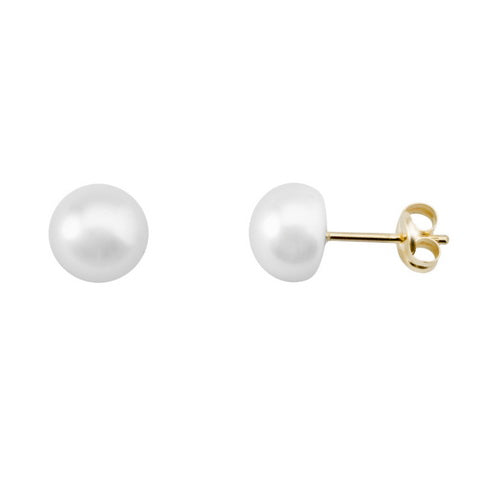 Yellow Gold Earrings River Pearl 7.5mm