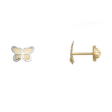 Yellow and White Gold Butterfly Earrings