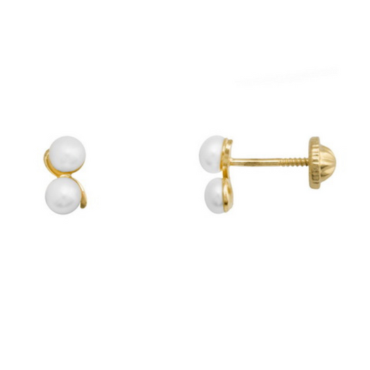 Yellow Gold Pearl Earrings