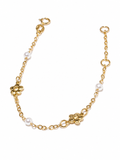 Pulsera Oro Amarillo Bebé Flor Perlas