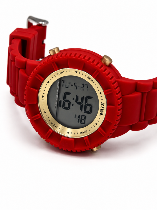 Reloj Watx Rojo Esfera Dorada