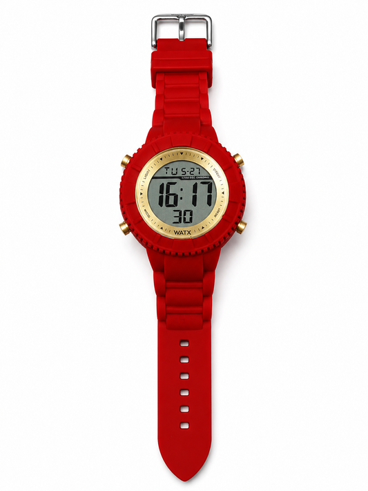 Reloj Watx Rojo Esfera Dorada