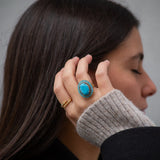 Anillo Plata Turquesa Rosetón