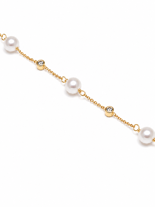 Pulsera Oro Amarillo Perlas y Circonitas