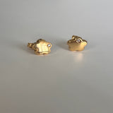 Pendientes Oro Amarillo Flor con Circonita