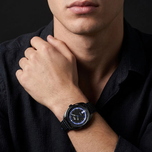 Reloj Hombre Acero Negro Azul 19099/3