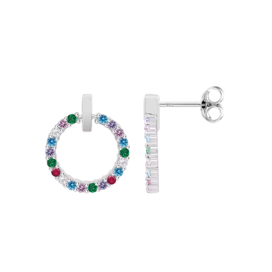 Pendientes Plata Multicolor Colgante Lotus Silver