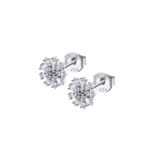 Pendientes Plata Roseta Flor Circonitas Lotus Silver Pure Essential