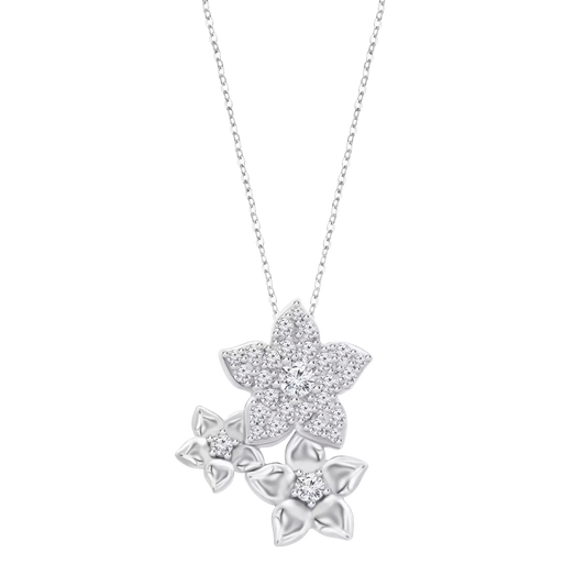 Collar Plata Flores Lotus Silver Trendy