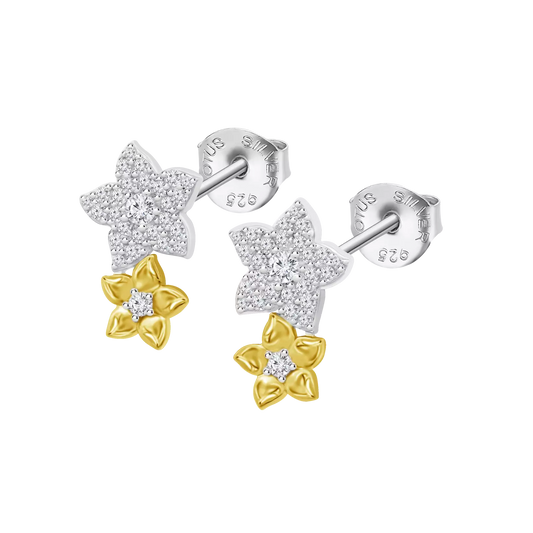 Pendientes Plata Chapada Flores Lotus Silver Trendy