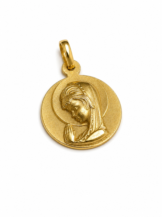 Medalla Oro Amarillo Virgen Niña Velo