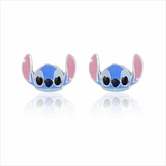 Pendientes Plata Disney Stitch Rosa Azul