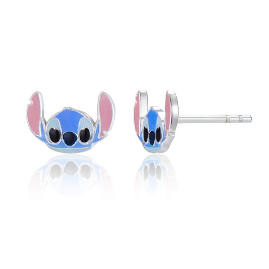 Pendientes Plata Disney Stitch Rosa Azul