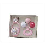 Set Sonajero Pinza y Porta Chupete niña Oso Luna Rosa