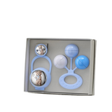 Set Sonajero Pinza y Porta Chupete niño Oso Azul Estrellas