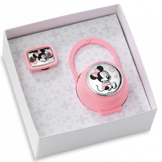Set Pinza y Porta Chupete Niña Baby Minnie Mouse